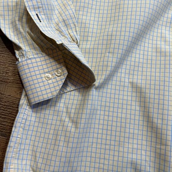 Men's Tommy Hilfiger Yellow& Blue Button Down size M - Picture 2 of 5